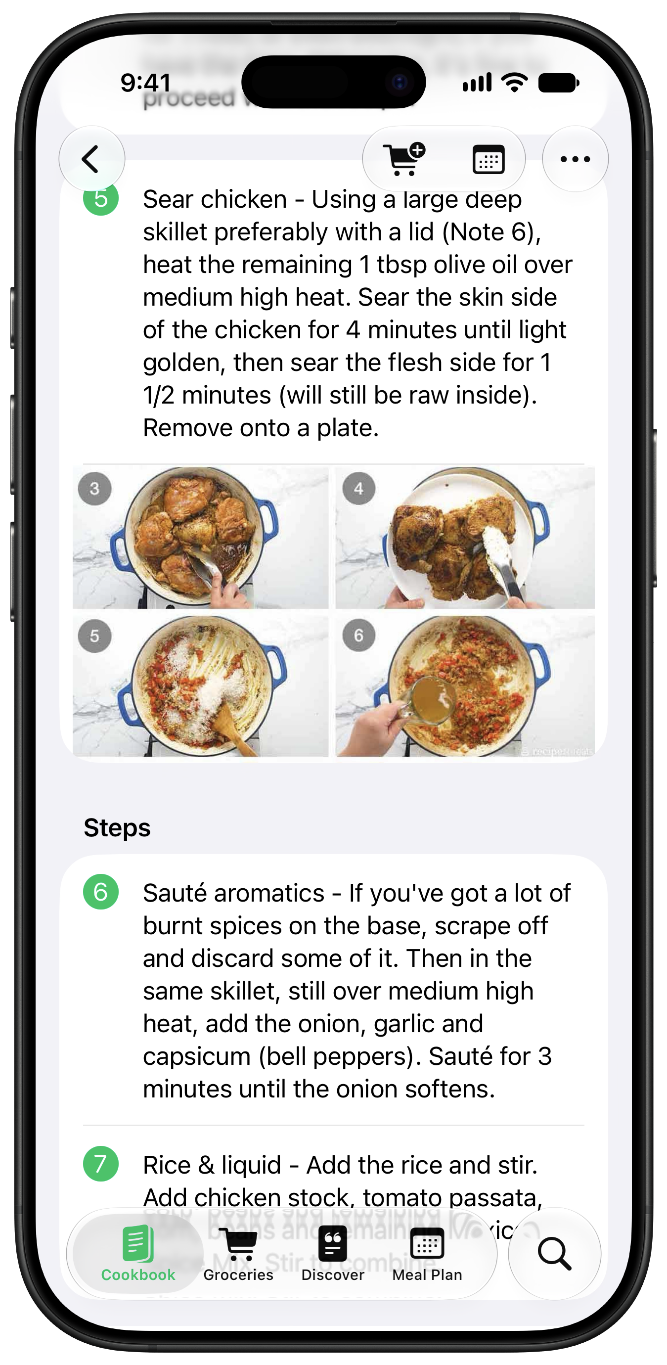 Pestle cooking guide showing a preparation step